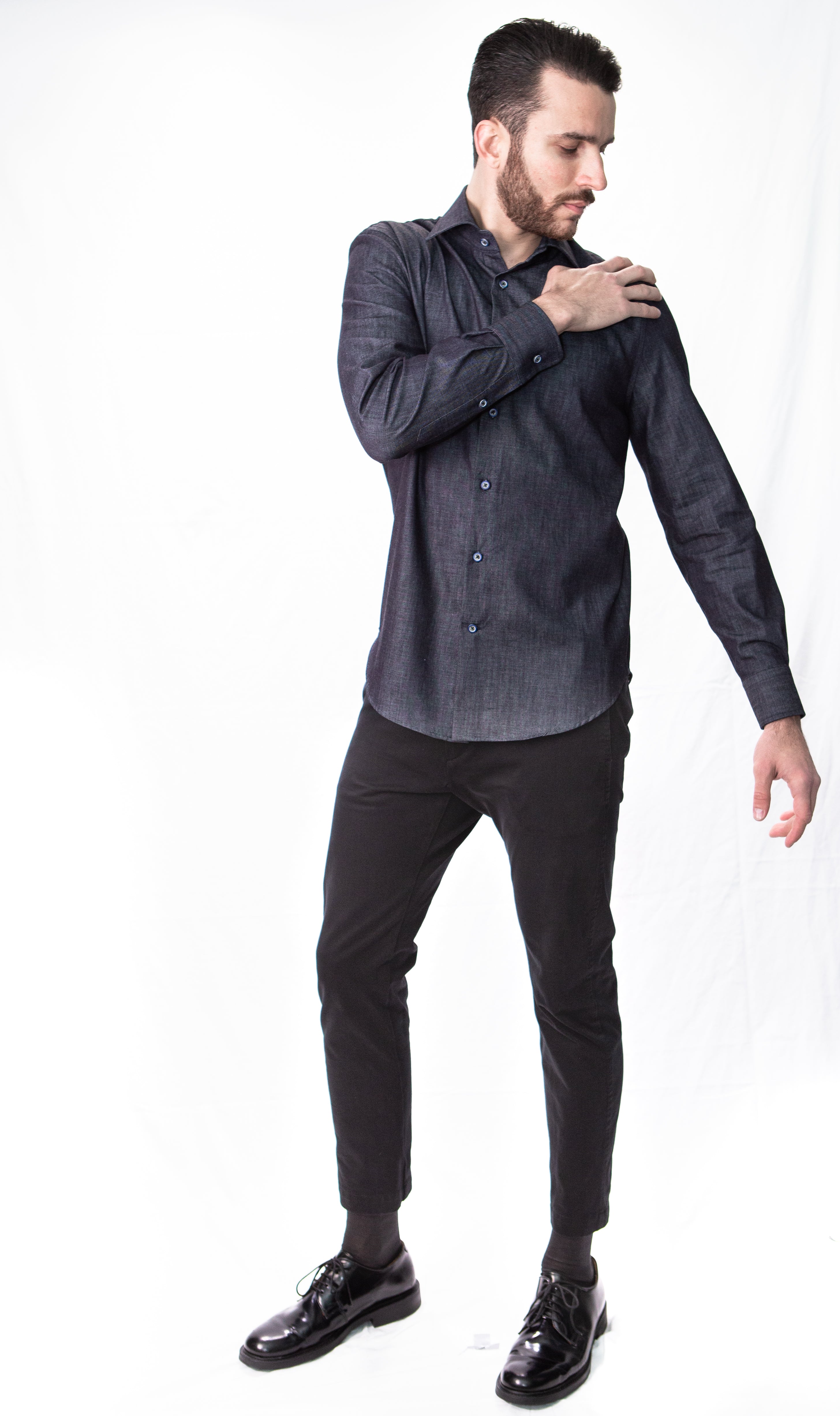 Camicia Jeans slim pinces