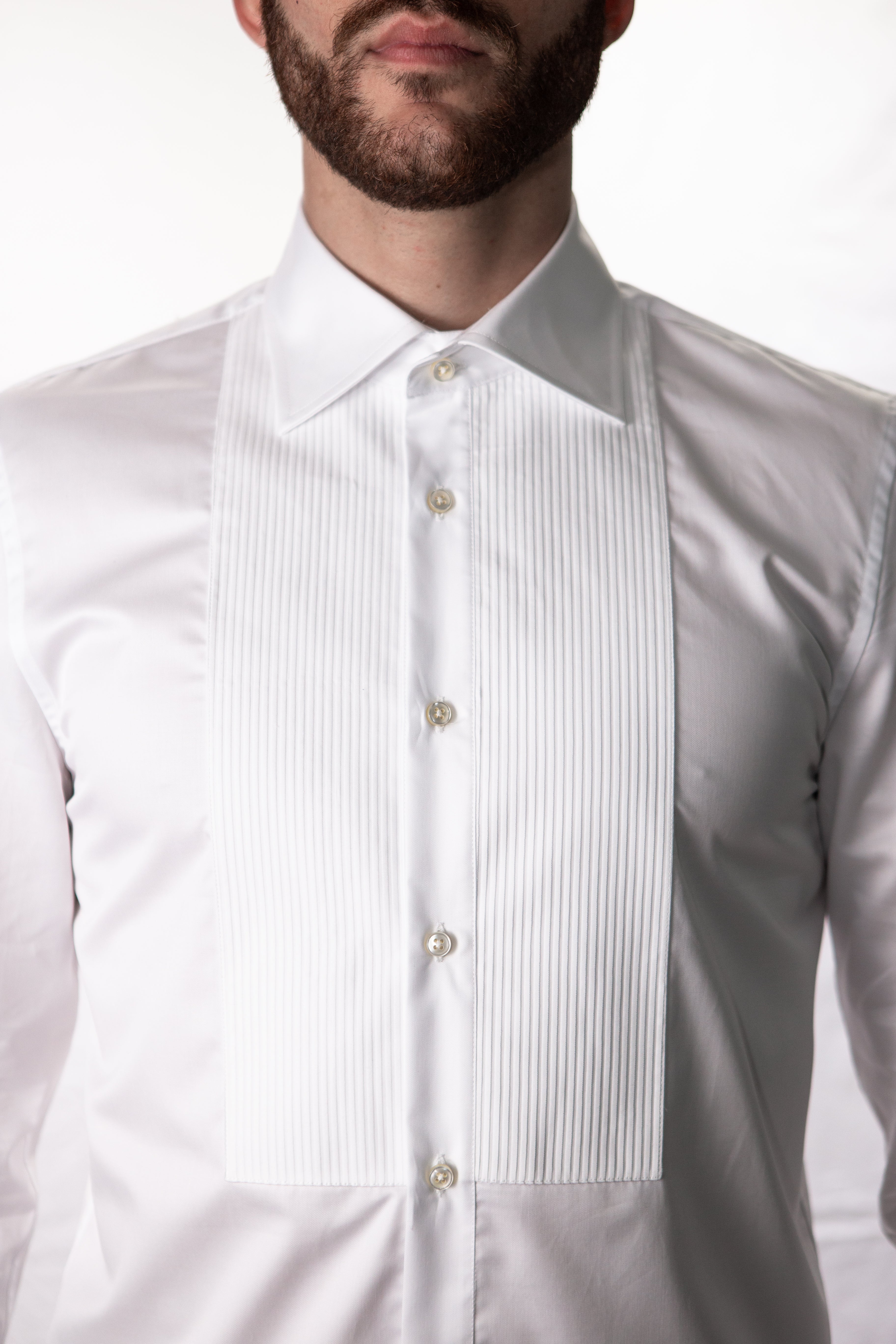 Camicia Slim pinces Cerimonia Bianca con Plastron Plissè